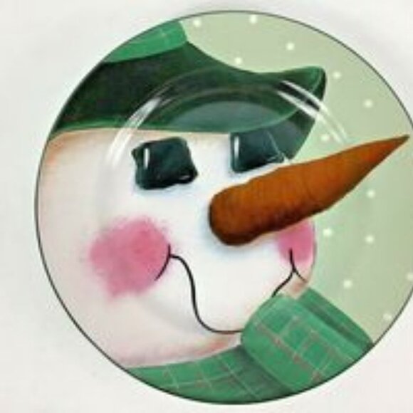 NEW 4 Sakura Fiddlestix SNOWMEN PORTRAIT Dessert Plates 4 Colors & Designs Disc. - Picture 7 of 8